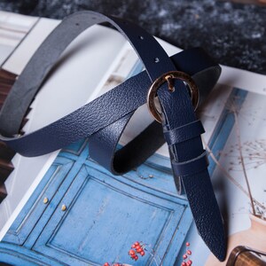 Leather belt with gift box, Blue leather belt, Womens leather belt, Belt, Blue belt, Leather belt women