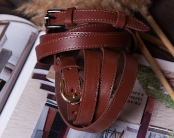 Ceinture marron en cuir femmes avec coffret cadeau, Ceinture en cuir, Ceintures pour femmes, Ceinture en cuir pour femmes, Ceinture femme, Ceinture marron