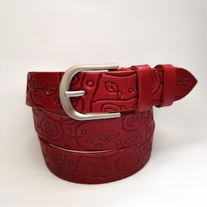 Rode riem met geschenkdoos, leren riem, leren damesriem, rode riem, echte leren riem, leren riem vrouwen, cadeau voor haar, cadeau voor vrouwen