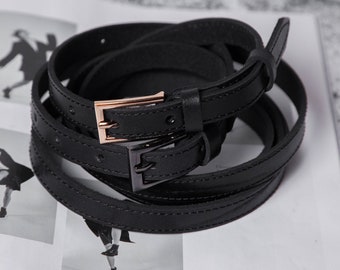 Leather belt, black belt, skinny belt, black skinny belt, narrow belt, black narrow belt, black leather belt, dress belt, gift for her, belt