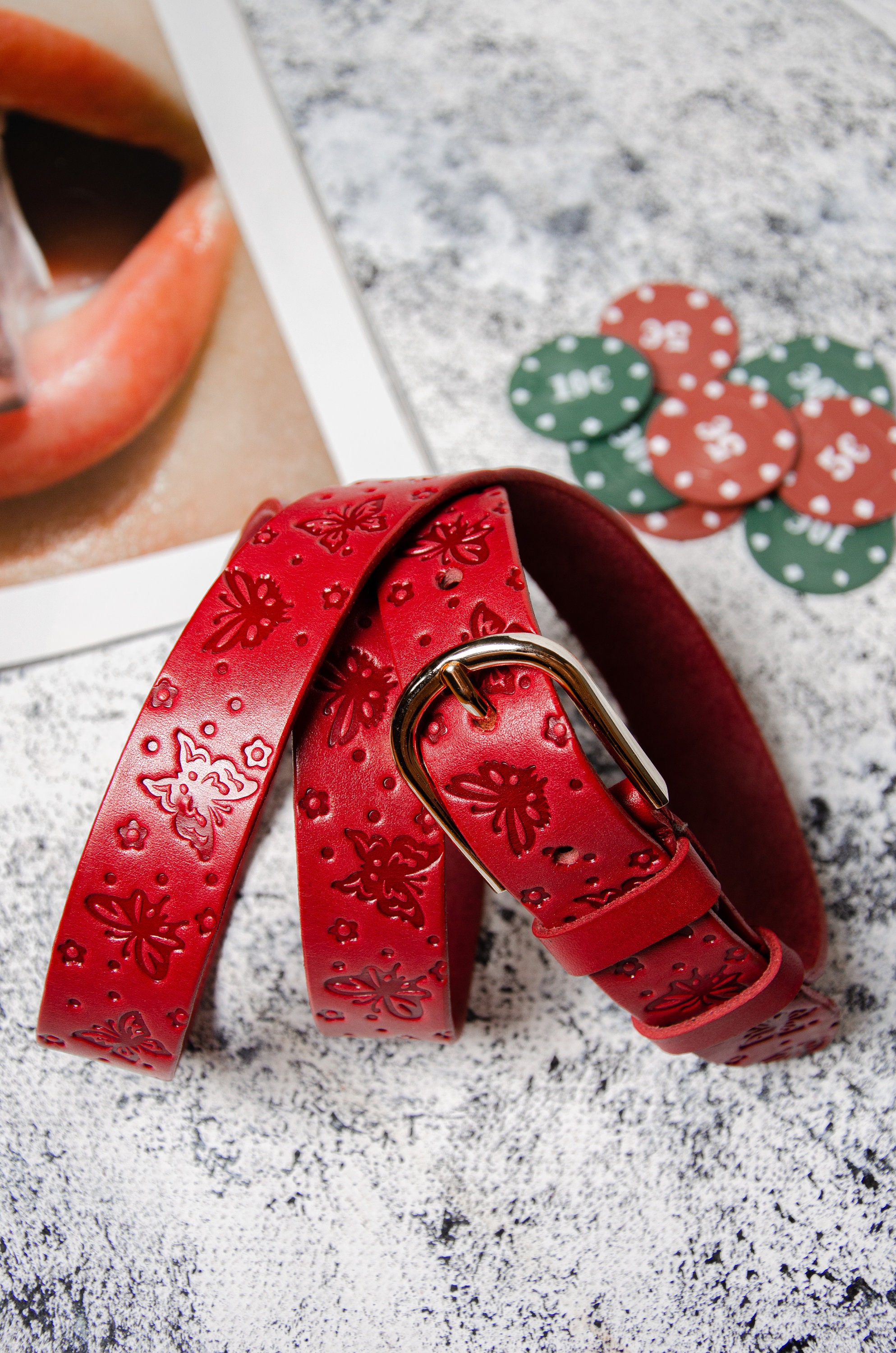 Red Belt With Gift Box Leather Belt Womens Leather Belt Red - Etsy