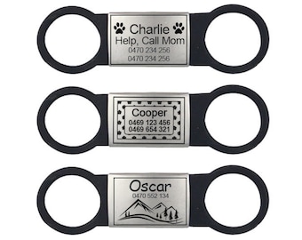 Silent pet ID tag Silicone tag Laser marked Personalized Engraved dog name tag Customized ID tag Stainless steel tag engraved ID Gift Puppy