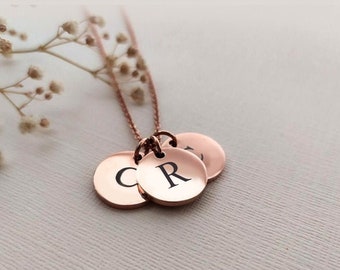 Personalised Initial necklace Gold, Silver, Rose Gold , Letter Necklace, Custom Initial Round Disc Necklace, Gift Grandma Mom Birthday