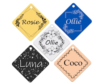 Custom, Square Dog Tags, Dog ID tag, small dog id tag, pet id tag, dog engraved tags, personalized dog tag, Stainless Steel, Cat Tag Pet Tag