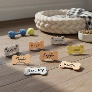 Custom Dog Tags, Dog ID tag, Engraved Small Dog ID tag, Pet ID Tag, Personalized Dog Tag, Stainless Steel, Cat Tag, Pet Tag, Collar Bone Tag