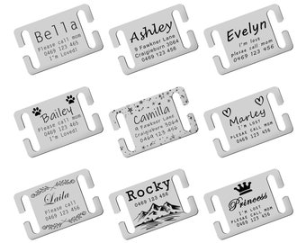 Custom, Silent Dog Tag, Collar Pet ID Tag, Slider Pet Tag, Slide Collar Tag, Dog ID Tag, Cat ID Tag Pet Tag, Dog Tag Engraved Quiet Pet Tag