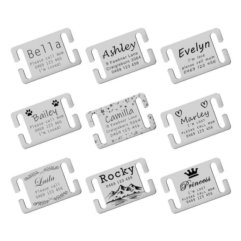 Custom Silent Dog Tag Collar Pet ID Tag Slider Pet Tag Etsy Australia
