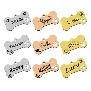 Custom Dog Tags, Engraved Dog ID tag, Dog ID tag, Pet ID Tag, Personalized Dog Tag, Stainless Steel, Cat Tag, Pet Tag, Collar Bone Tag