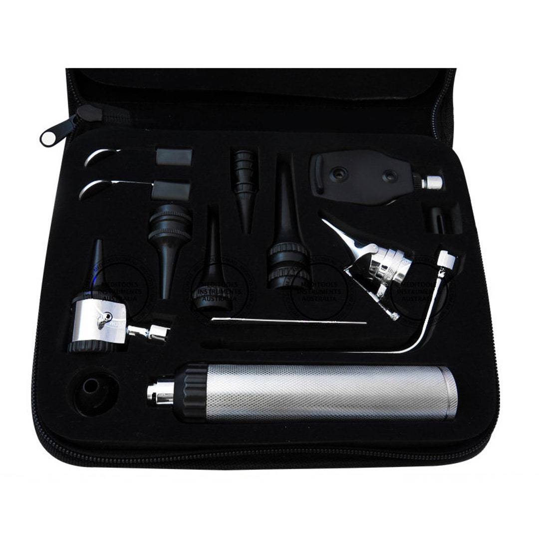 Veterinary LED ENT Otoscope Set - 3-in-1 Diagnostic Kit For Ear, Nose, Throat Exams On Pets
