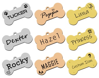 Custom Dog Tags, Dog ID tag, Engraved Small Dog ID tag, Pet ID Tag, Personalized Dog Tag, Stainless Steel, Cat Tag, Pet Tag, Collar Bone Tag