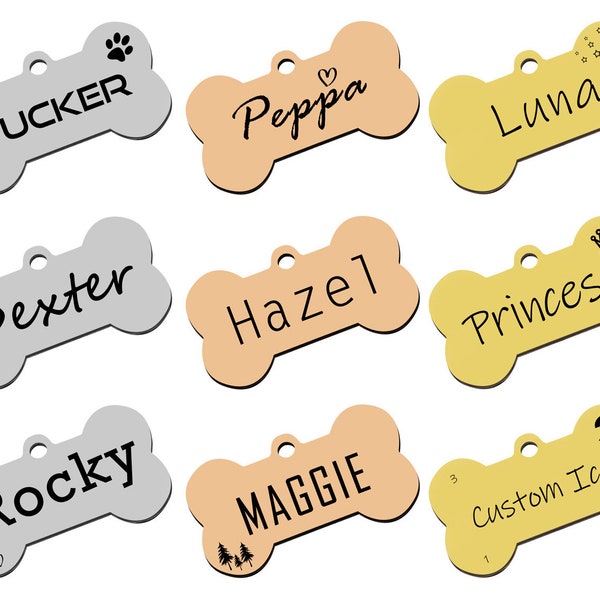 Custom Dog Tags, Dog ID tag, Engraved Small Dog ID tag, Pet ID Tag, Personalized Dog Tag, Stainless Steel, Cat Tag, Pet Tag, Collar Bone Tag