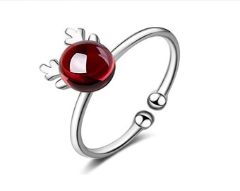 Antler Knuckle Crystal Ring - Sterling Silver - Adjustable  - Rings For Women - Crystal Jewelry