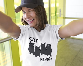 T-shirt inspiré du drapeau noir de drapeau de chat