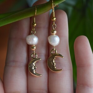 Moon and Pearl Mismatch Earrings