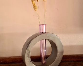 Jesmonite Flower Vase Tube - Housewarming Gift, Minimalistic Home Decor, Aesthetic Homeware, Neutrals, Eco-friendly, Funky Decor, Handmade