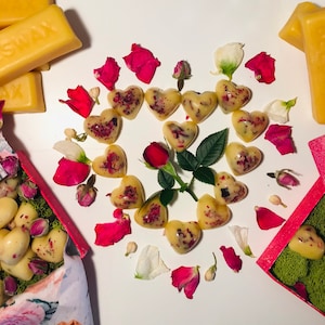 Rose & Jasmine Beeswax Melts: Heart-Shaped Aromatherapy