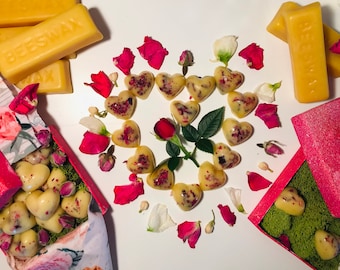 Venus Love Beeswax Melts, voor was- en kaarsverwarmers, etherische oliemix van roos, jasmijn en vanille, cadeau voor haar, natuurlijke was