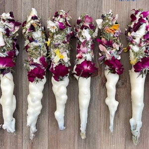 Mullein Torch, Witches Mullein Torch, Outdoor Natural Beeswax Candle, Mullein Taper Candle, Beeswax and Soy wax Dipped Mullein Hag torch