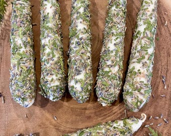 Organic Cedar & Lavender Beeswax Taper Candles Midsummer Altar Herbal Intention Candles Natural Outdoor Candlesticks Summer Birthday Gifts