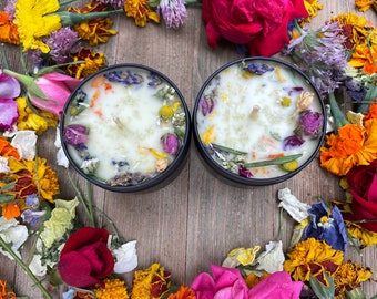 Organic Floral Beeswax Candle Midsummer Litha Ritual Intention Candle for Energy Cleansing Herbal & Floral Essential Oil Infused