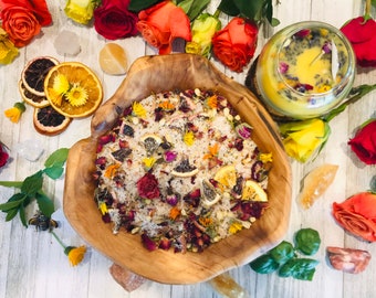 Midsummer Infused Bath Salts-Litha Sabbat Intention Blend-Energy Cleansing Ritual Bath-Summer Self Care Gifts-Floral & Herbal Essential Oils