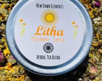 Litha Midsummer Sunrise Herbal Tea Blend~Biologische en volledig natuurlijke theemix voor brouwen in de zomer~Iced Herbal Tea~Hot Herbal Tea~Floral Tea