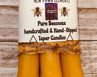 Beeswax Taper Candles, Handcrafted, Hand Dipped, 100% Natural Pure Beeswax, Midsummer Altar Candles, Summer Outdoor candles, birthday gifts