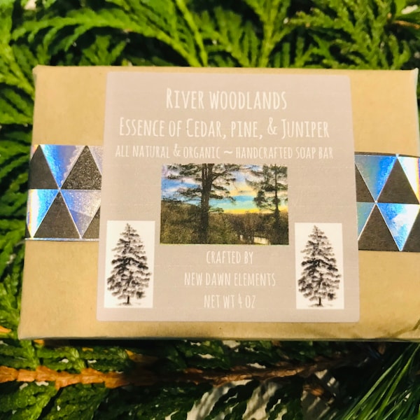 Handcrafted  Natural & Organic Soap Bar ~ Woodlands Scent ~ River Woodlands ~ Handmade Soap  ~ Cedar + Juniper Berry + Pine Essential Oils