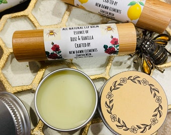 Natural Beeswax Lip Balms Unscented or Scented Options Organic Chapstick Essential Oil Scented Lip Balms Moisturizer Gifts for Her
