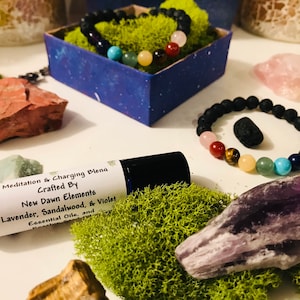 Lava Bead Diffuser Bracelet: Crystal & Stone Blend, Essential Oil Set