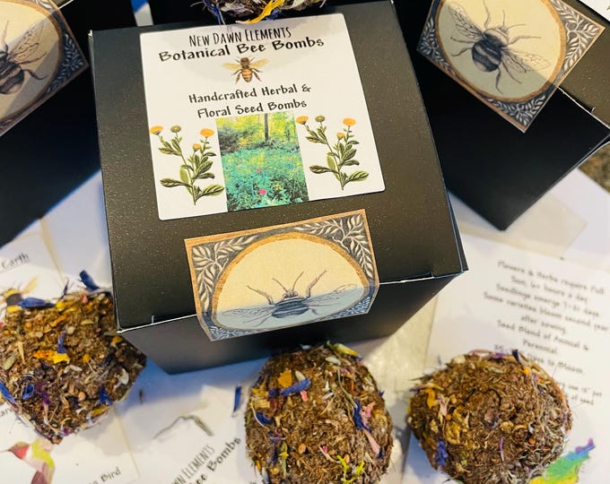 Wildflower Seed Bombs Herbal & Floral Seed Mix for Bees Butterflies, Hummingbirds, Organic Garden Non GMO, Summer Garden Gift, Easy Planting