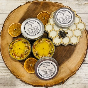 ORANGE+JASMINE Beeswax Candle~Handcrafted Natural Candle~Hemp Wick~Aromatherapy Candle~Essential Oils Candle~Energy Cleansing Candles~Gift~