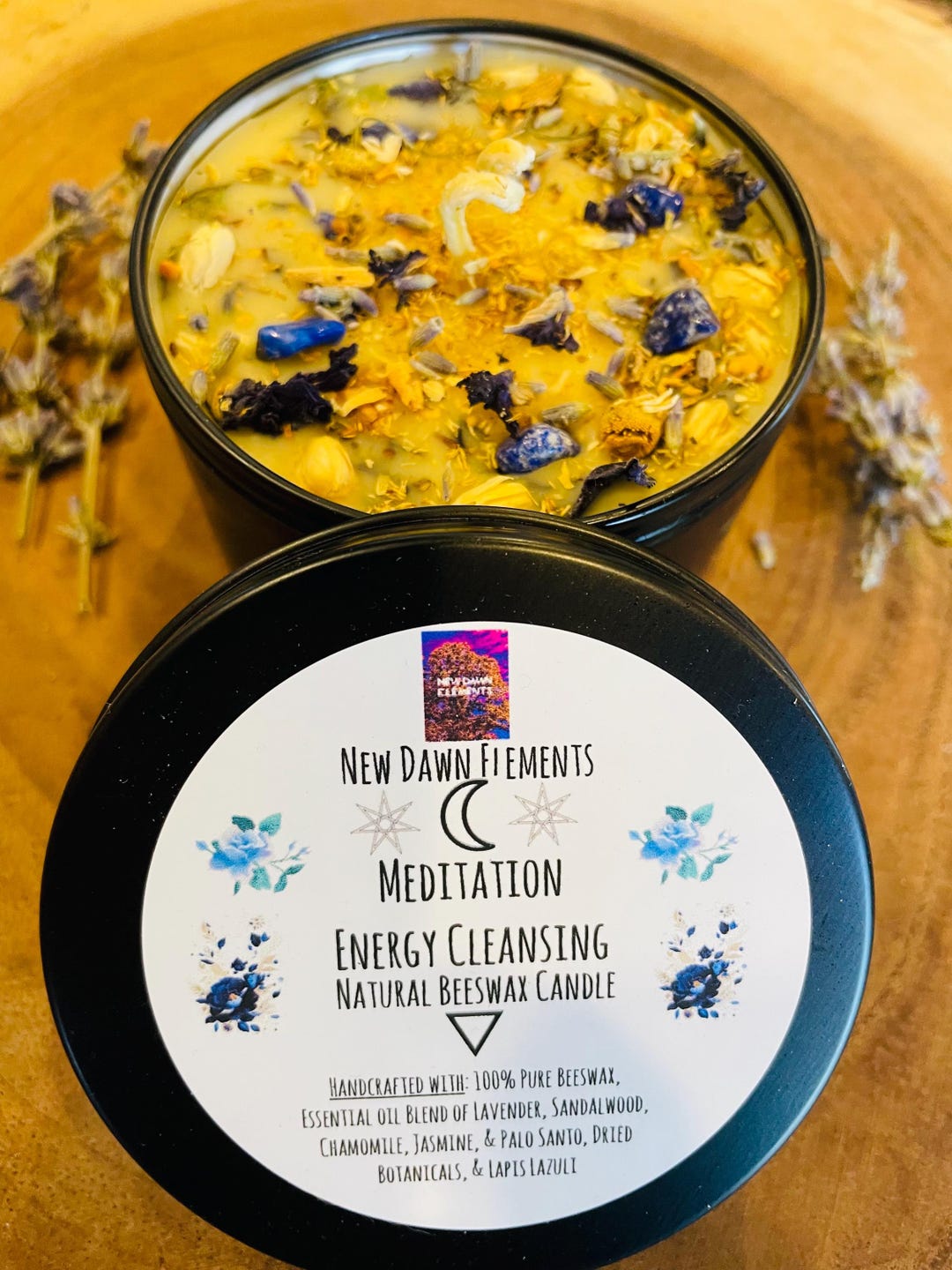 Herbal Beeswax Candle, Meditation Ritual Candle With Crystals ...