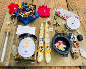 Summertime Mindfullness Box, Midsummer Set, Crystal Set, Altar Box, Summer Energy, Natural Incense, Beeswax Taper Candles, Energy Cleansing