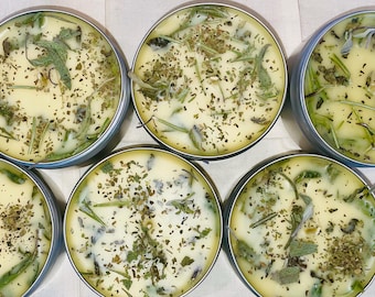 Purification Ritual Candle, Herbal Beeswax Natural Candle, Sage, Basil, & Rosemary Scented with Pure Essential Oils, Energy Cleansing Candle