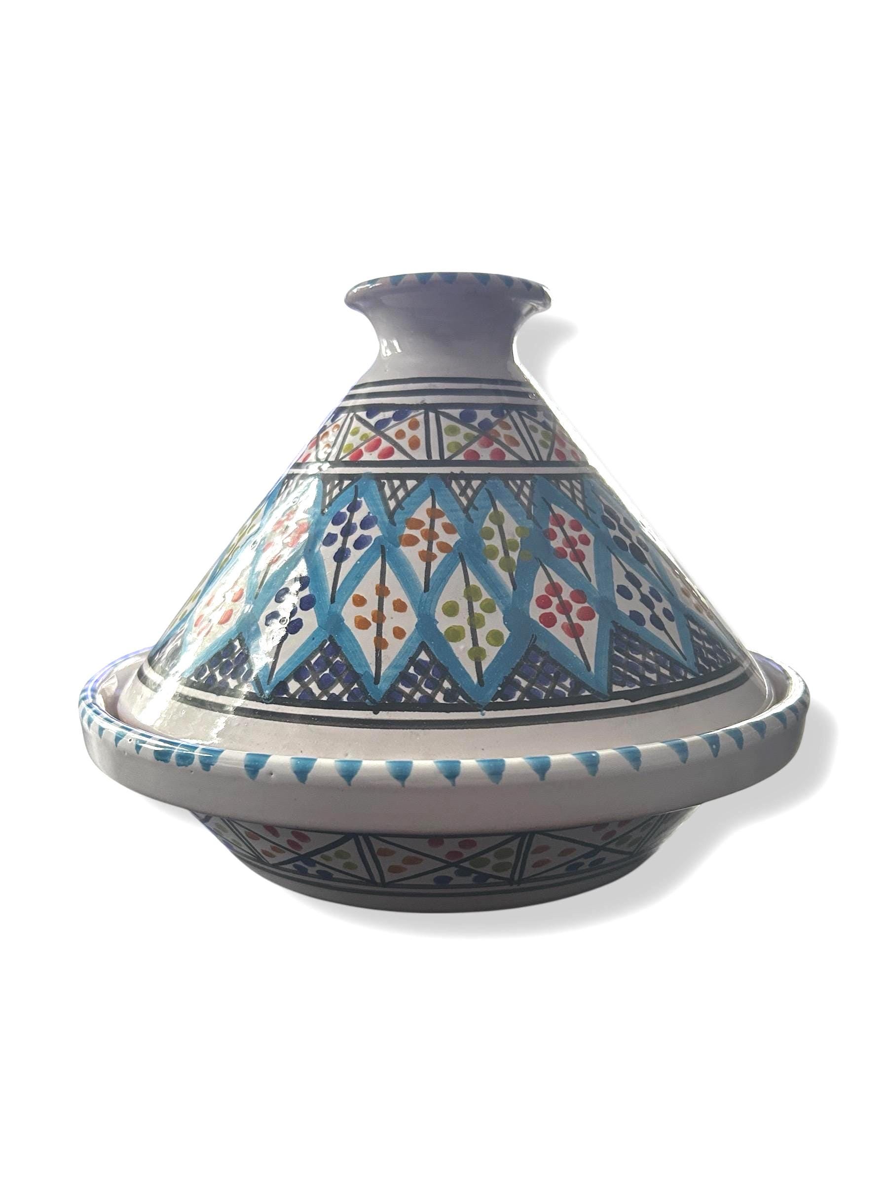 Plat à tajine fait main en céramique | tajine de service bleu clair | Ustensiles de cuisine décoratifs