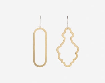 Silver earrings Oval & baroque (gold-plated)