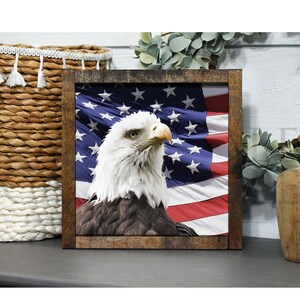 Fourth of July Wood Sign Wall Decor, 4th of July Frame, Patriotic Decorations, America, USA, Independence Day, Home of the Brave, Holiday