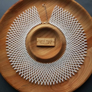 Ginsburg collar RBG necklace. White beaded necklace. Beaded collar for women. Seed bead necklace. Gift for her