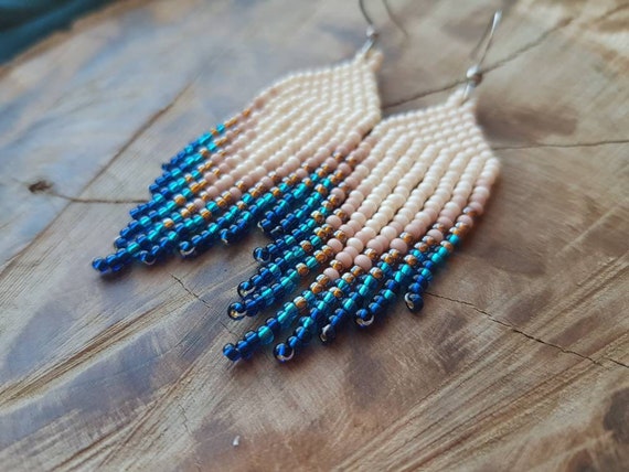 Navy beaded deals earrings
