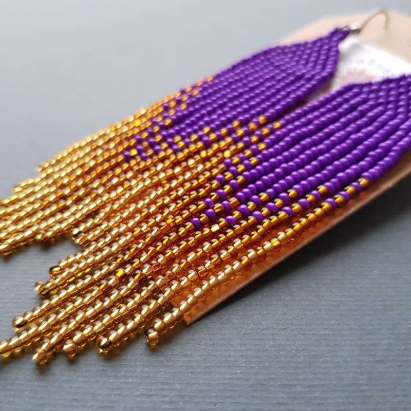 Earrings - Gold Purple Beaded Pearl main image 0