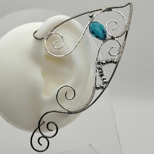 Elf ear cuff set, fairy earrings, crystal elf ear, silver ear wrap
