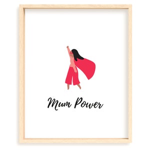 Mum Power Print, Wall Art, Wall Decor, Minimal Print, Modern Print, Instant Download.