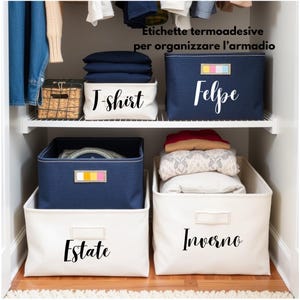 Etichetta Termoadesiva Personalizzabile per Tessuti - Etichette per Armadio, Scatole, Contenitori e Abbigliamento