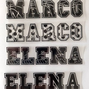 Termoadesivi per tessuti, adesivi personalizzati, lettere termoadesive, nomi personalizzati, magliette volley basket calcio,tshirt fai da te