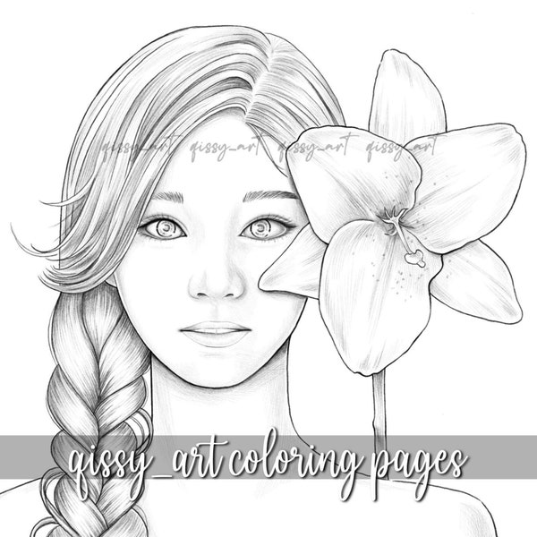 TZUYU premium greyscale digital coloring page | qissy_art