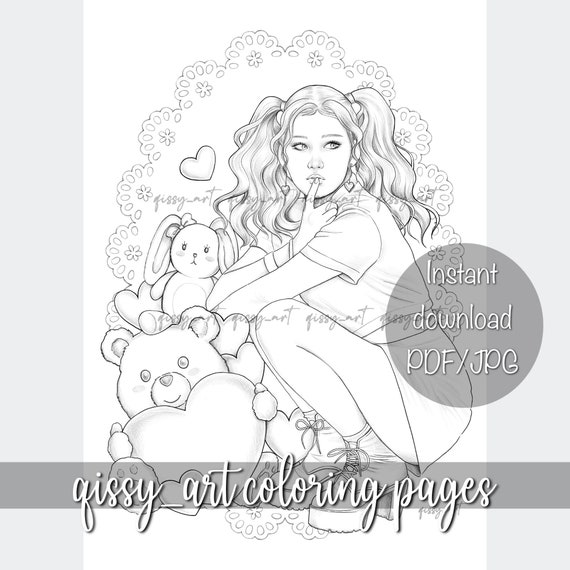 SANA Premium Greyscale Digital Coloring Page | Qissy_art - Etsy