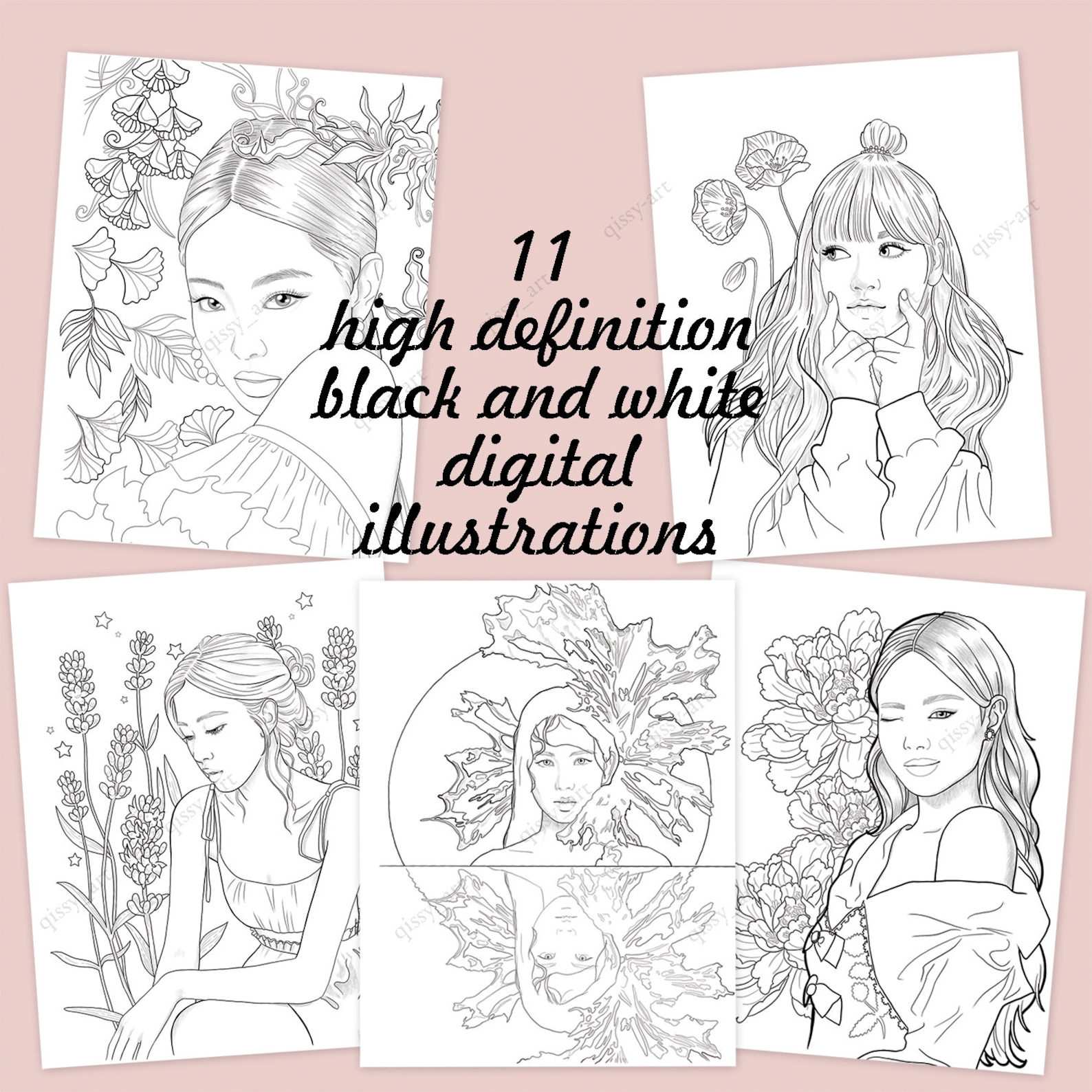 BLACKPINK digital coloring book 1 qissy_art | Etsy
