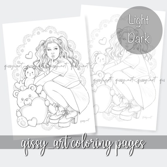 SANA Premium Greyscale Digital Coloring Page | Qissy_art - Etsy