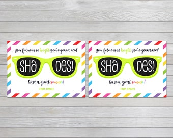 Future So Bright You&#39;re Gonna Need Shades, End of the Year Tag, Classroom Tags, Graduation Favor, Sunglasses Gift, Summer Break, Printable